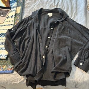 American Eagle Outfitters Black Button-Up Top
